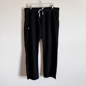 Figs Black Scrub Pants with White Drawstring
